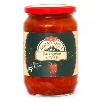 Domaći kopaonički ajvar ljuti i cepkani 720g 