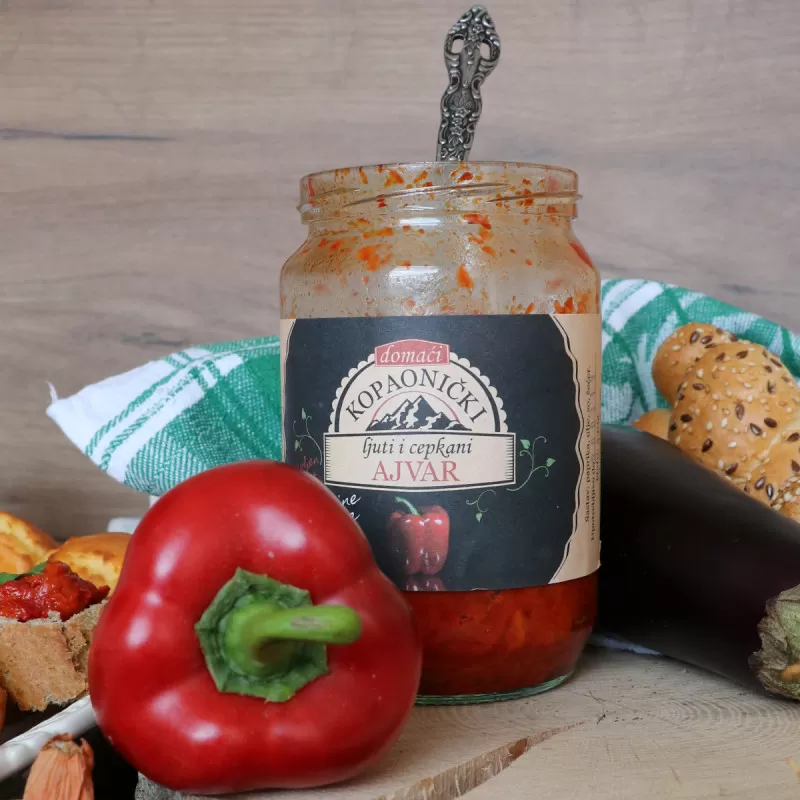 Domaći kopaonički ajvar ljuti i cepkani 720g 