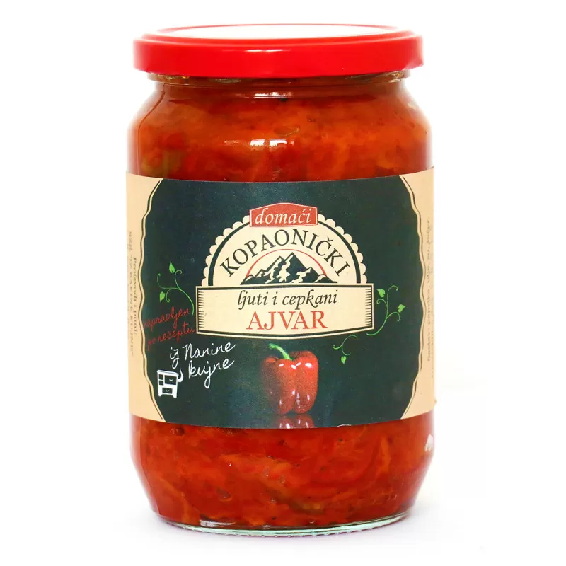 Domaći kopaonički ajvar ljuti i cepkani 720g 